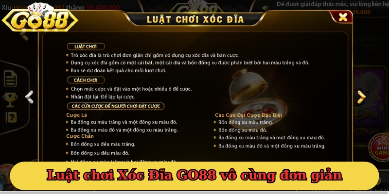 Luật chơi Xóc Đĩa GO88 vô cùng đơn giản