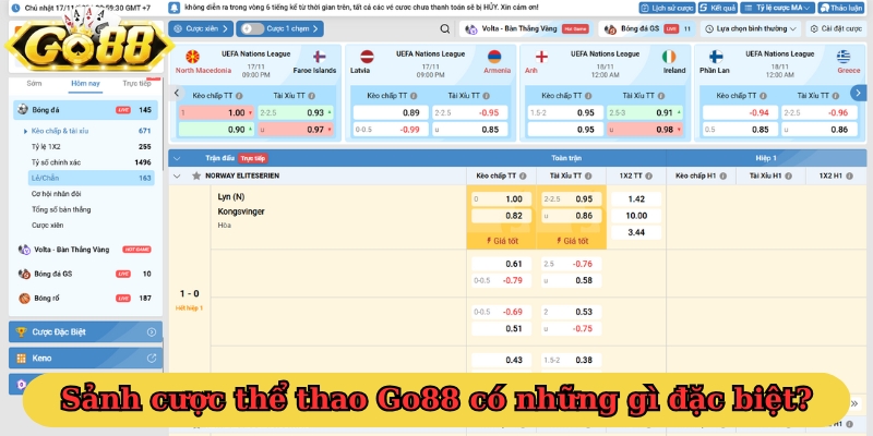 Sảnh cược thể thao Go88 có những gì đặc biệt?